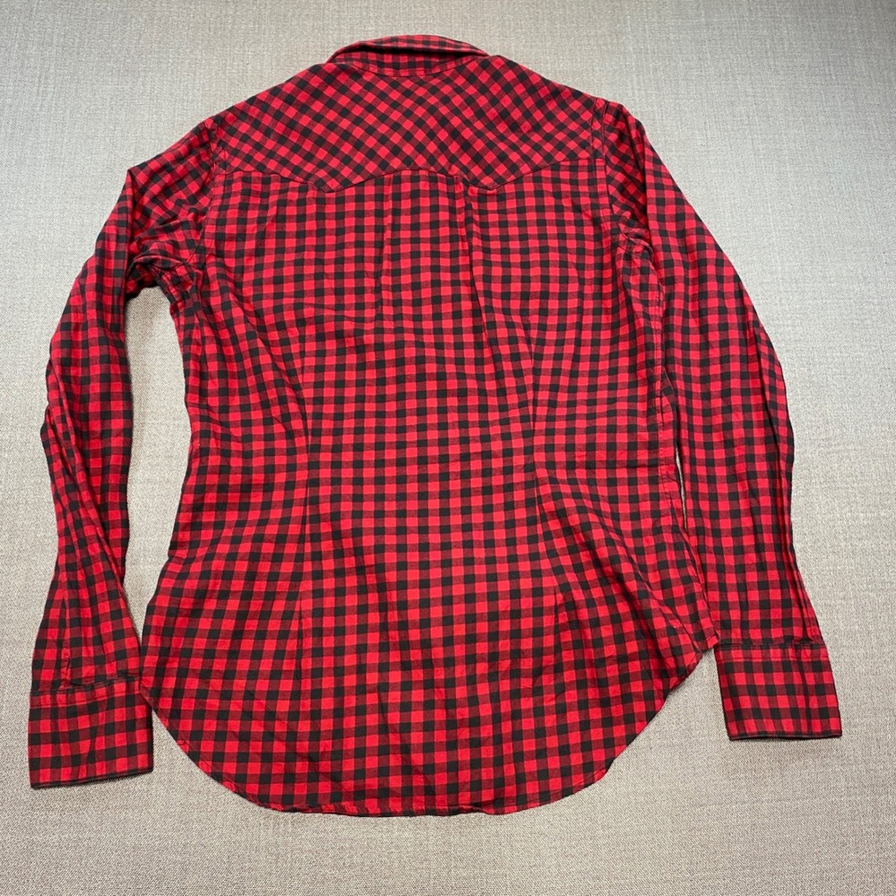 Ralph Lauren Sport Womens Red‎ Black Buffalo Plaid Western Snap Button Shirt 8 - Picture 2 of 9